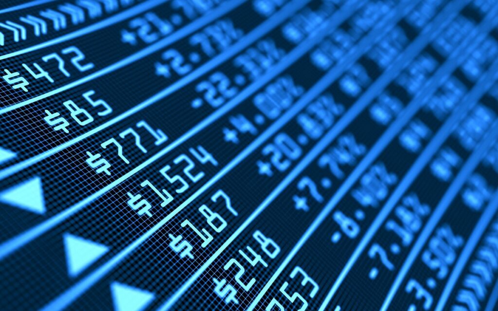 Stock market business graph chart on digital screen