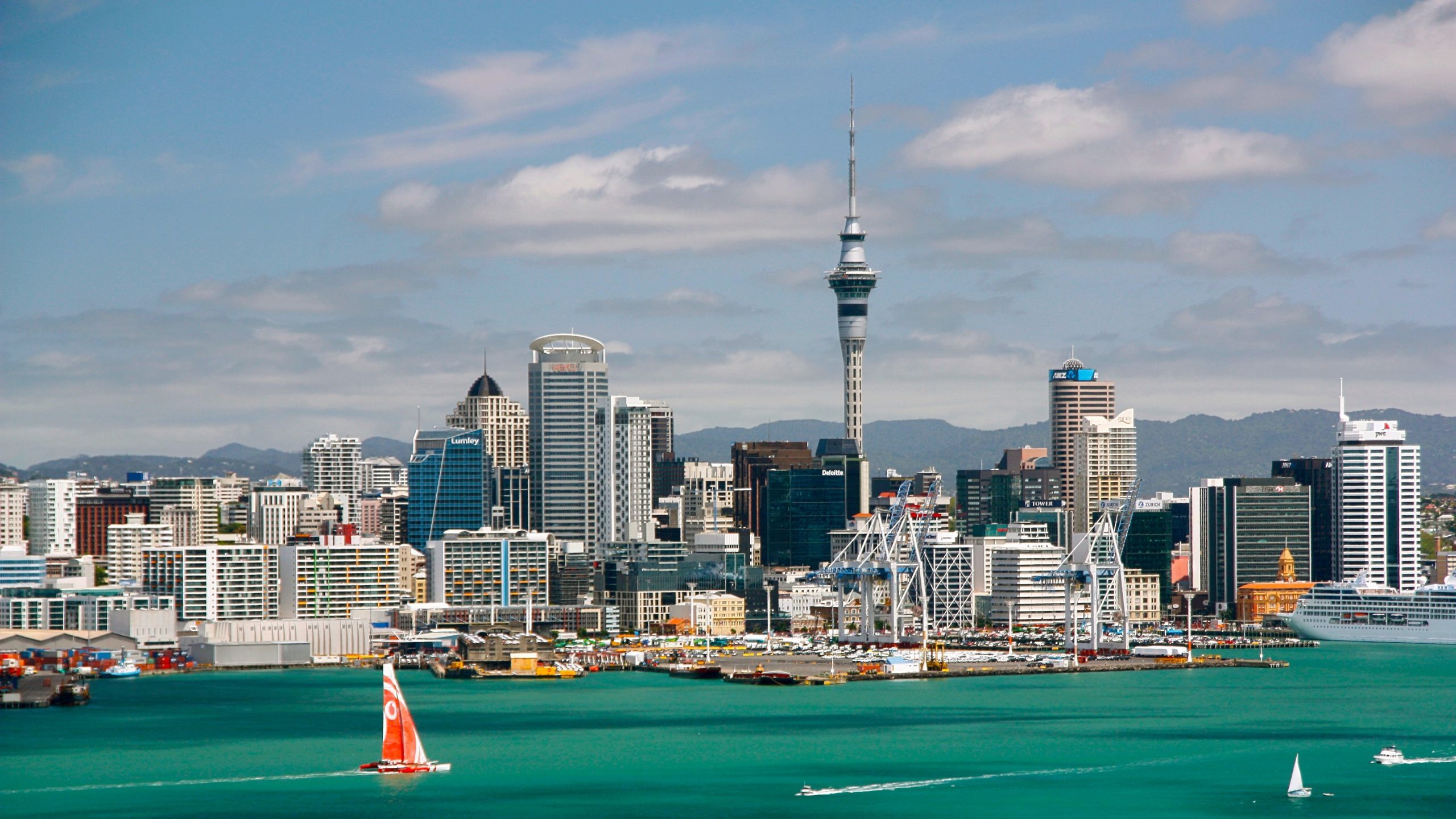 Sunny clear Skyline of Auckland, New Zealand