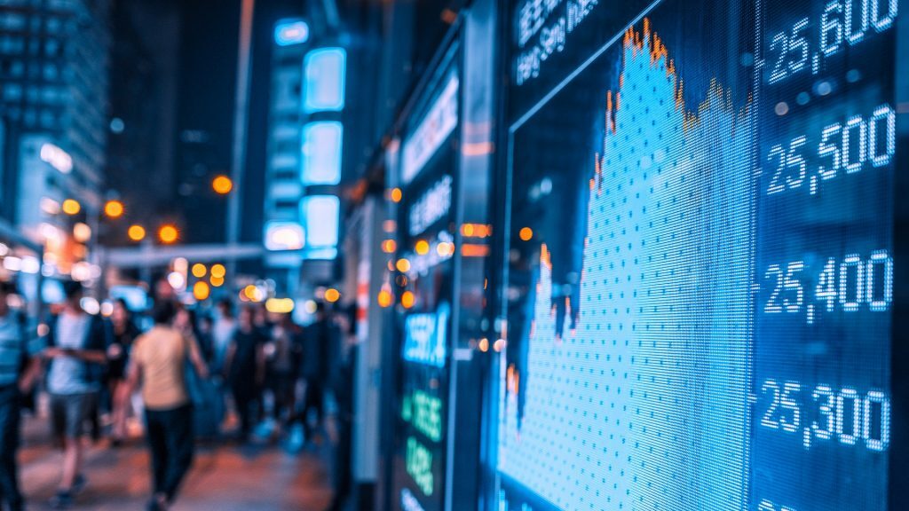 Stock exchange market display screen