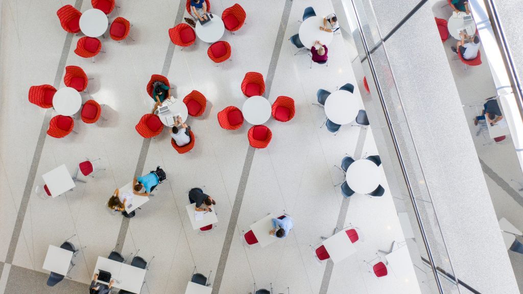 Minskoff Pavilion atrium from overhead.
