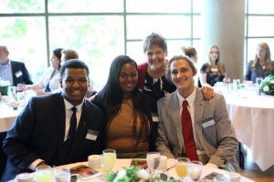 Student table at scholarship lunch.