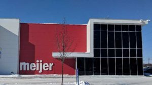 Exterior shot of Meijer Lansing Distribution Center 84 entrance.