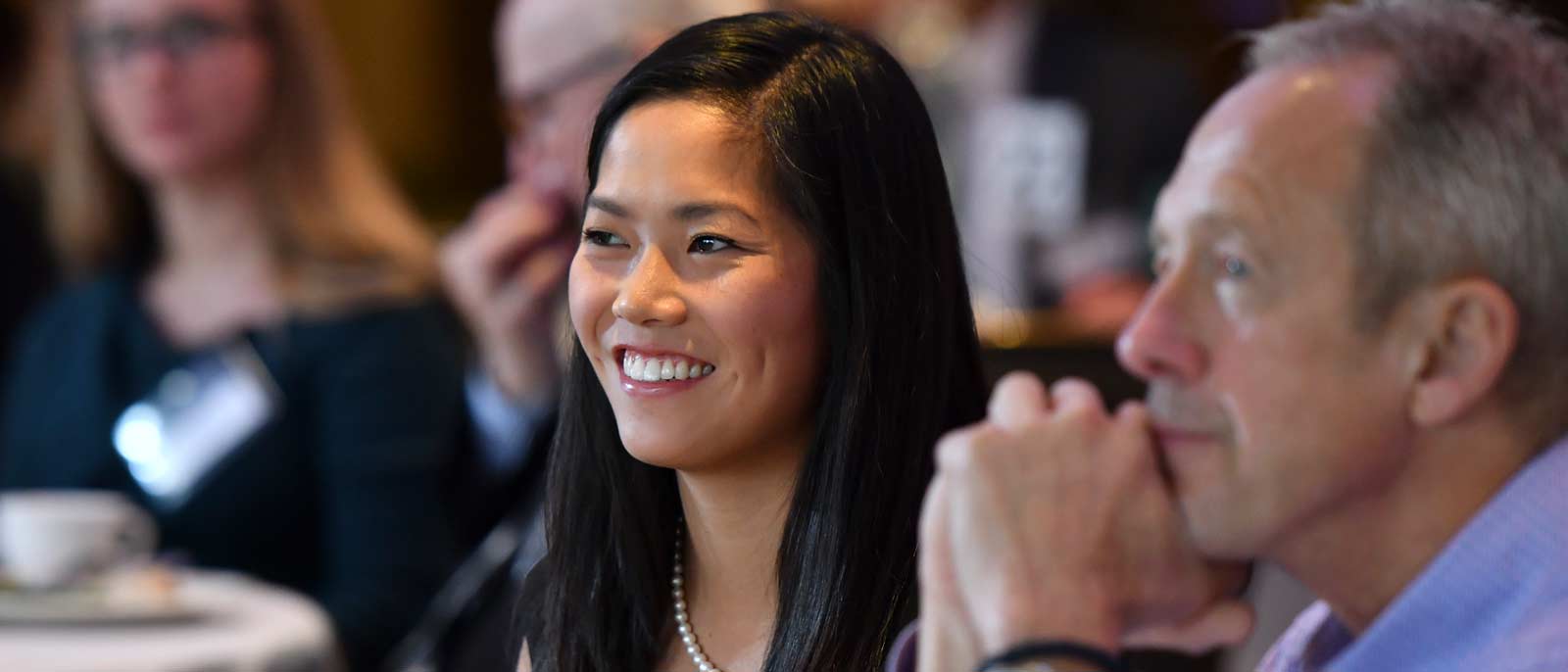 Profile photo of Hospitality Business student at MSU, Kara McGlashan, smiling at the Broad College Scholarship Luncheon.