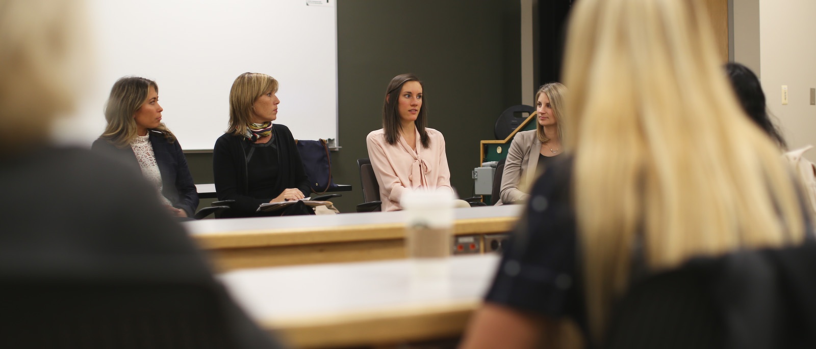 Students listening to the panel at the Women in Finance event