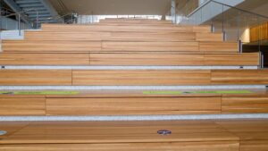 Zoom background set on the grand staircase inside the Edward J. Minskoff Pavilion