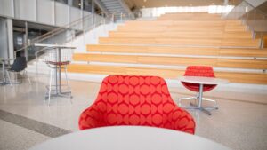 Zoom background set in the atrium of the Eli Broad College of Business