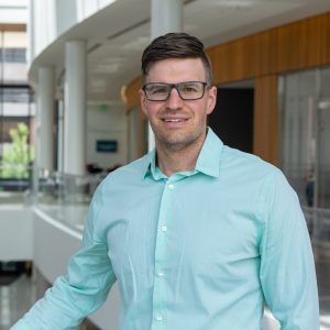 Associate professor Jason Miller in the Minskoff Pavilion