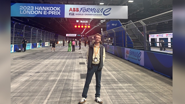 Jack Falk posing inside of ExCeL London