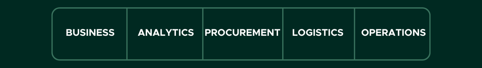 • Business • Analytics • Procurement • Logistics • Operations
