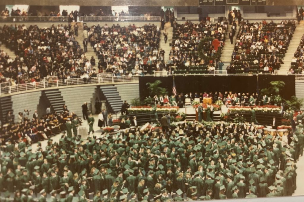 1989 MSU graduation ceremony at The Breslin Center