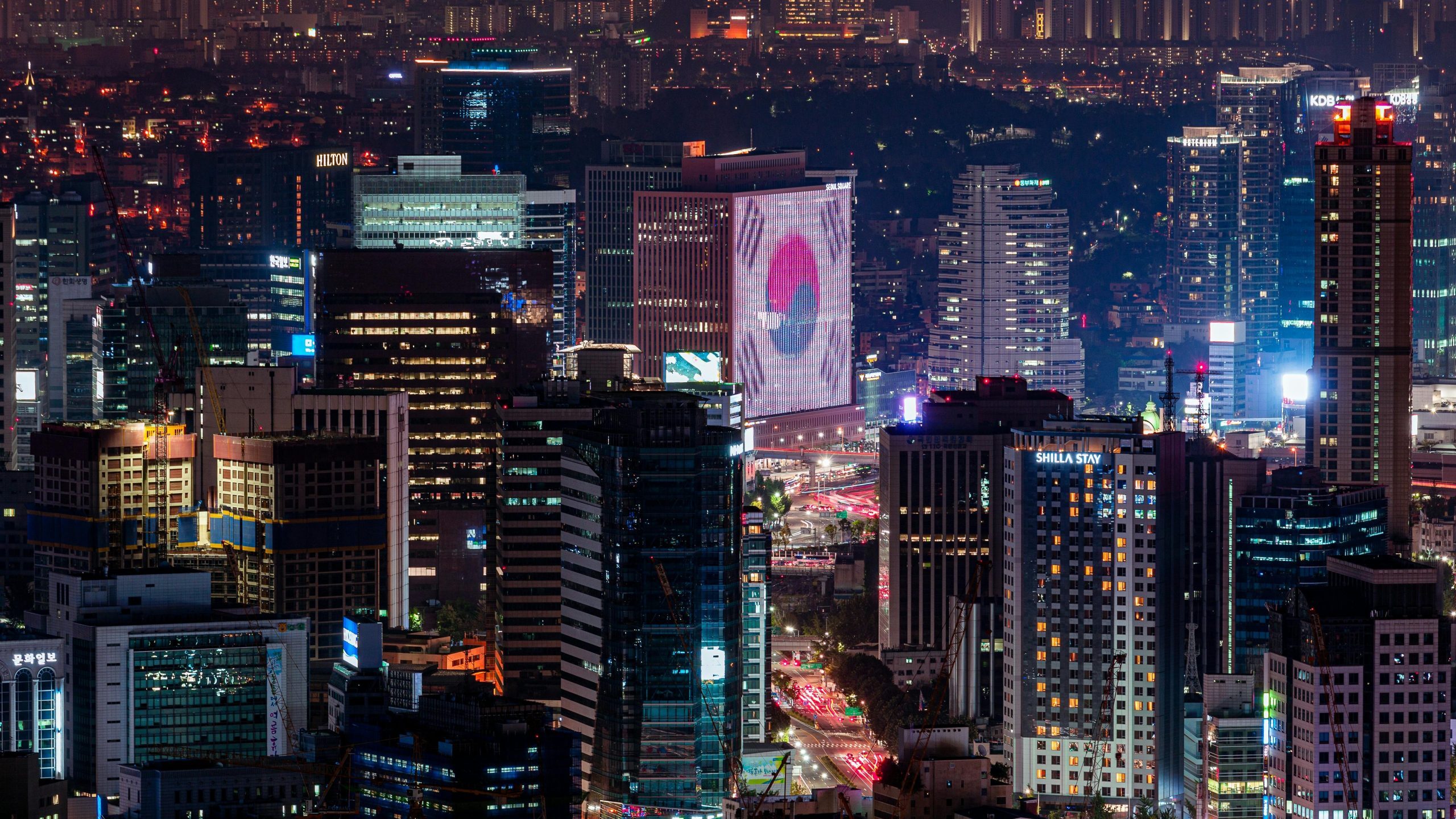 Night view from above in South Korea