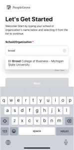 Sign up screen for Broad Connect
