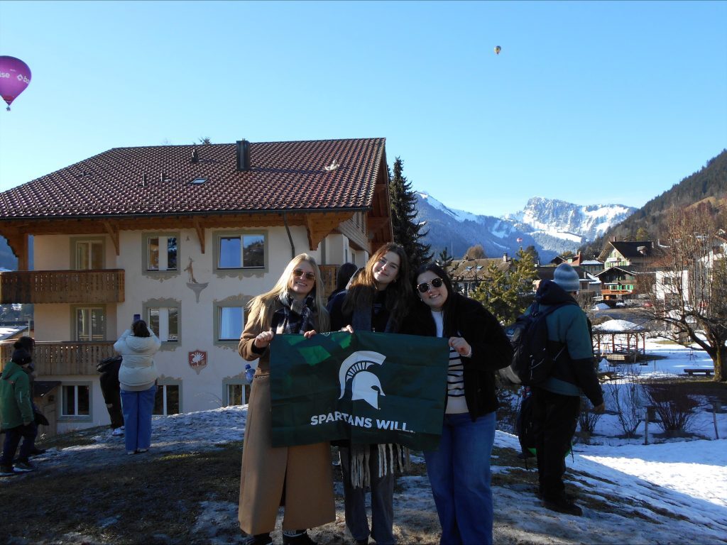 Oliva Gray at a hot air balloon festival in Switzerland