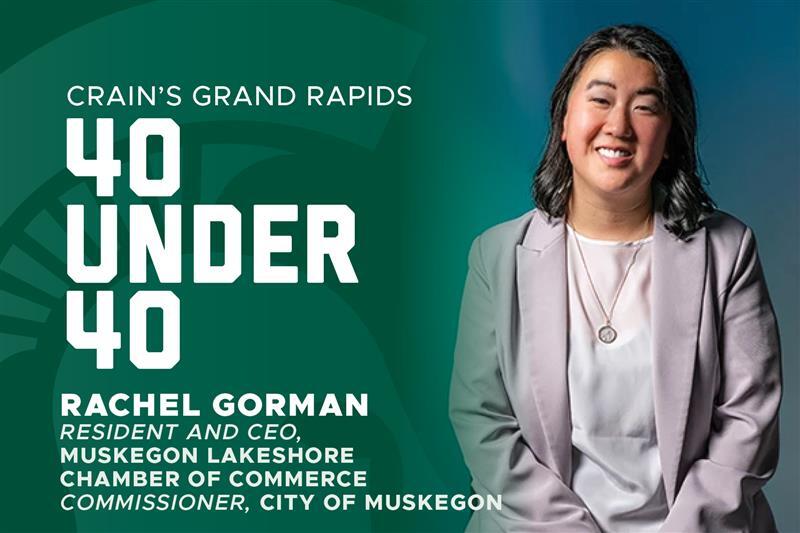 Headshot of Rachel Gorman, president and CEO of Muskegon Lakeshore Chamber of Commerce and Commissioner, City of Muskegon