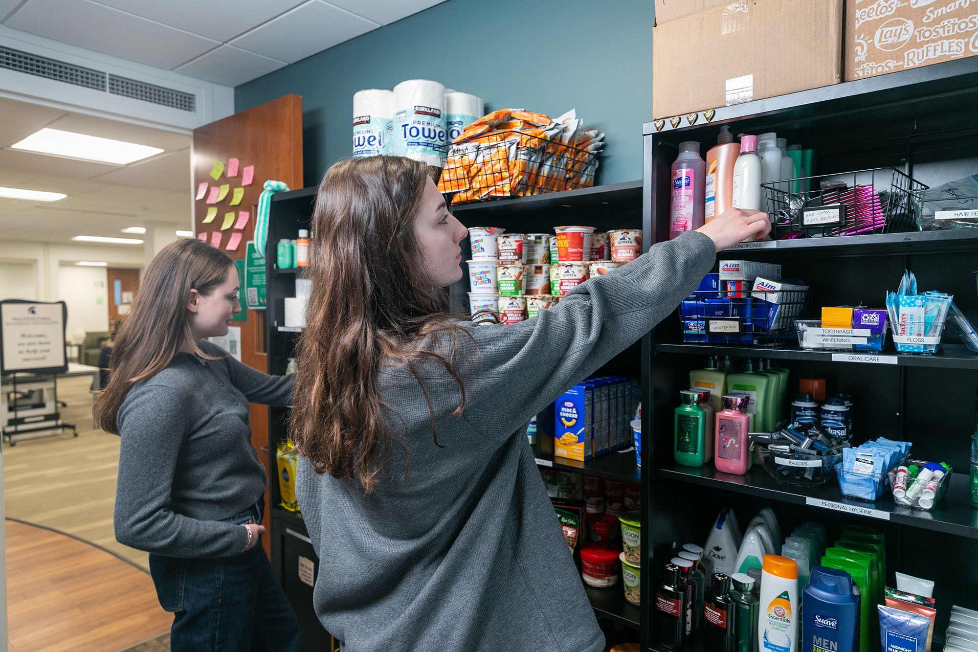 Students browsing the care center.