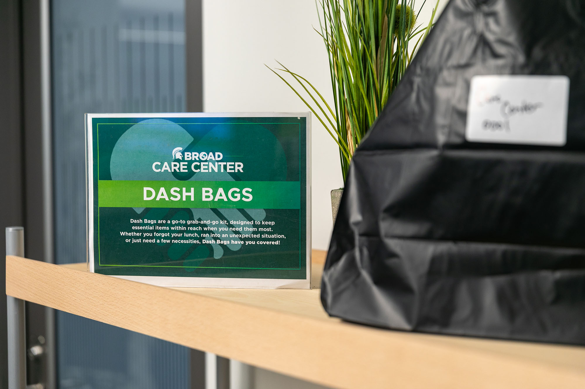 An image of a dash bag along with a flyer for the dash bags.
