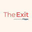 Minimalist beige graphic with the title “The Exit” in red text and the subtitle “presented by Flippa.”
