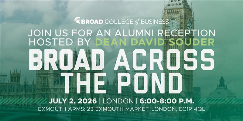 A decorative flyer for the Broad Across the Pond event. 