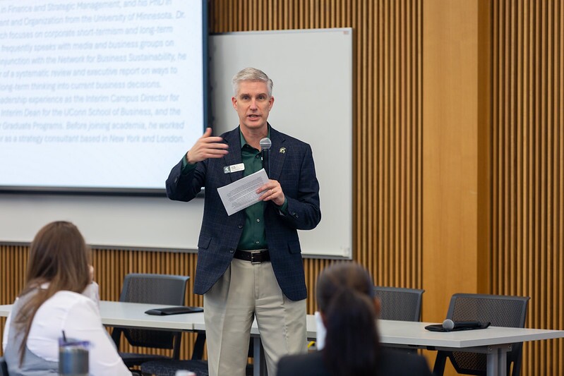 Dean David Souder speaking in front of the FAST Symposium.