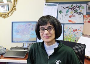 Professor Krishnan in her office.