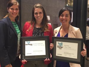 Kilips accepts her Hall of Fame award.
