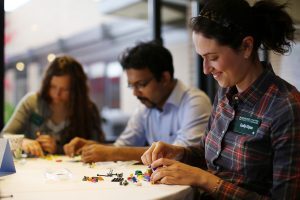 Students working with LEGOs during Extreme Green.