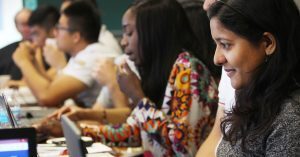 Students learning in a classroom