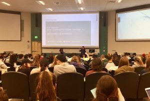 Erin Meezan gives a presentation.