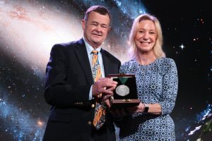 Ed Outslay is awarded his prize. 