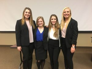 2018 All-MSU Sales Competition finalists: (from left to right) Alyssa Cutcher, Heidi Surdyk, Selma Kijamet, and Alix Blair.