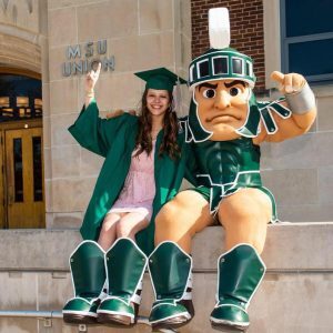 Nicole Niemiec and Sparty. Nicole is on the left. Photo courtesy Nicole Niemiec