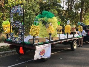 Using the international symbol for hospitality, students from HBA pitched in for the 2017 homecoming float