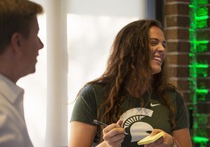Full-Time MBA students collaborate during the fall 2018 Extreme Green competition. Photo by Zach Hall.