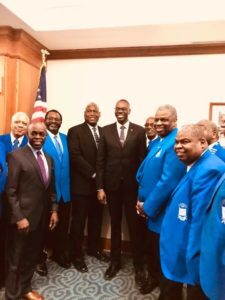 Darrell King, senior associate director of the Multicultural Business Programs, pictured with the other featured speakers at the 31st annual Phi Beta Sigma Youth Workshop.