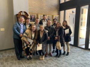 A group of MSU students and faculty involved in the ExporTech program take a group picture.