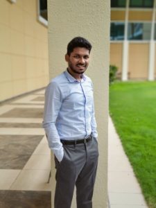Image of M.S. Business Analytics student Sharan Salem outside in business clothes