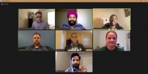 Zoom screenshot of MBA students and alumni