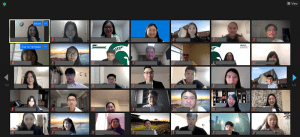 Zoom screenshot of Global Virtual Career Trek attendees.
