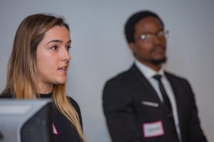 Students make a presentation.