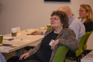 Zsuzsanna Fluck at a college event in 2019.