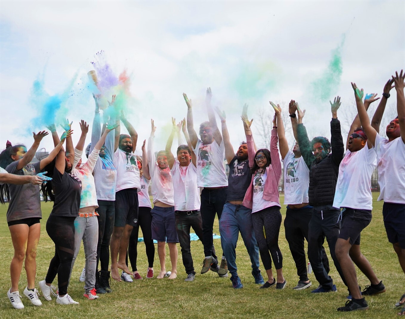 holi celebration with students